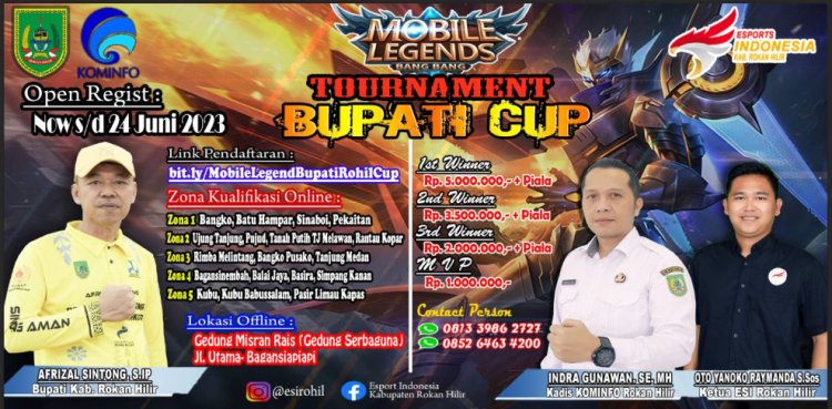 Turnamen Mobile Legend Bupati Rohil Cup 2023 Segera Digelar, Rebutan Hadiah Uang dan Piala