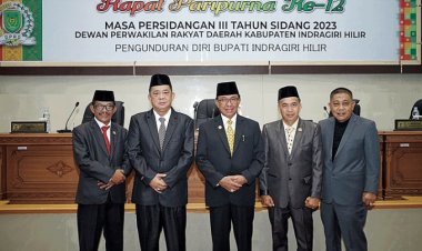 Ketua DPRD Inhil Pimpin Paripurna Masa Persidangan III Tahun 2023, Bupati Inhil Umumkan Pengunduran Diri