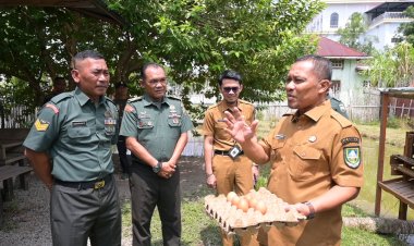 Wabup Bagus Santoso Puji Demplot Peternakan Ayam Milik Koramil Bengkalis