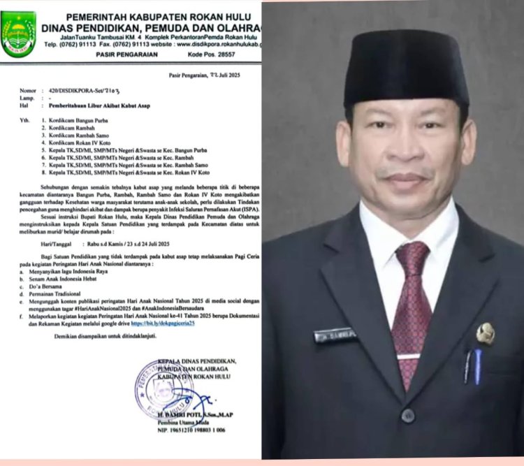 Pemkab Rohul Liburkan Siswa Gara-gara Kabut Asap