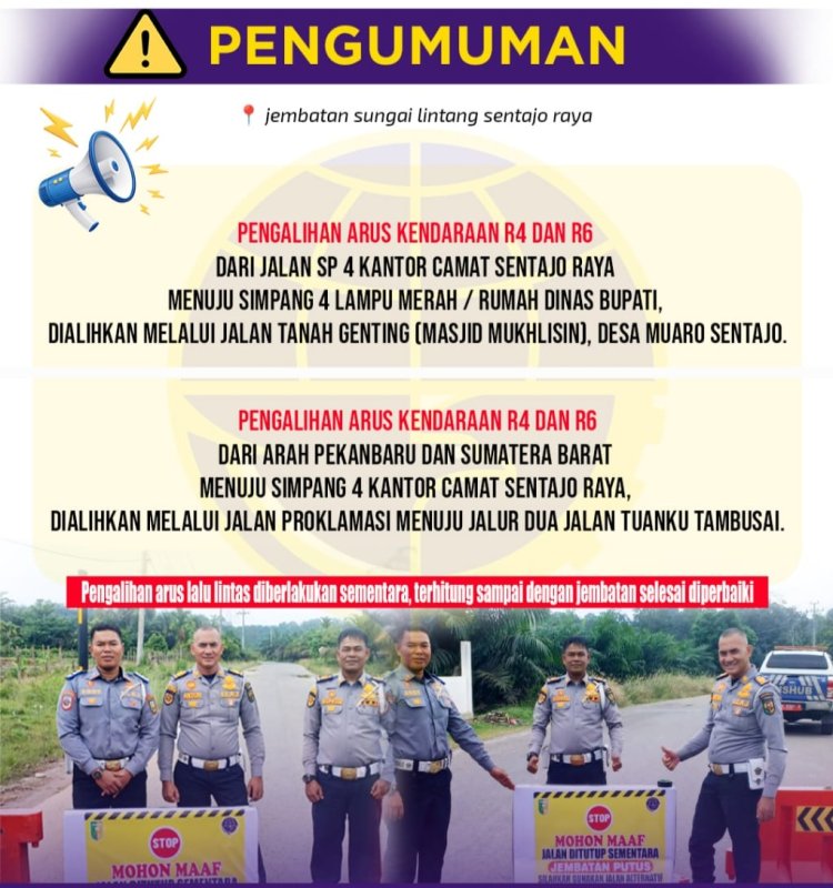 Jembatan Sungai Lintang Diperbaiki, Dishub Kuansing Alihkan Arus Lalu Lintas