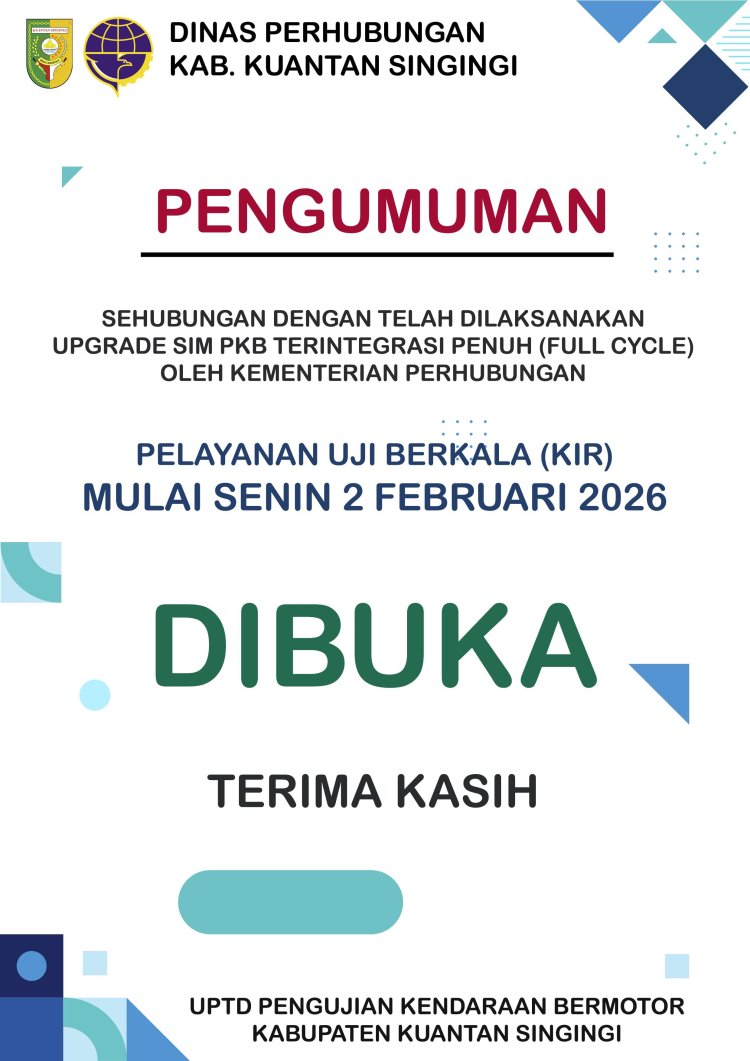Lebih Modern dan Transparan, Dishub Kuansing Aktifkan Kembali Uji KIR Sistem Digital