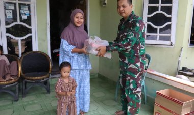 Satgas TMMD ke-127 Kodim 0301/Pekanbaru Salurkan Paket Asupan Gizi kepada Anak Stunting di Tuah Negeri