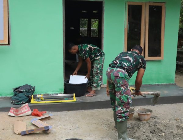 Satgas TMMD ke-127 Kodim 0301/Pekanbaru Kebut Tahap Finishing Rumah Sarianis, Progres 89 Persen