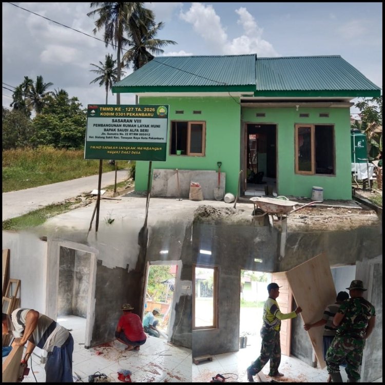 Tinggal Sentuhan Akhir Satgas TMMD ke-127 Kodim 0301/Pekanbaru, Rumah Saudi Alfa Seri Segera Siap Ditempati