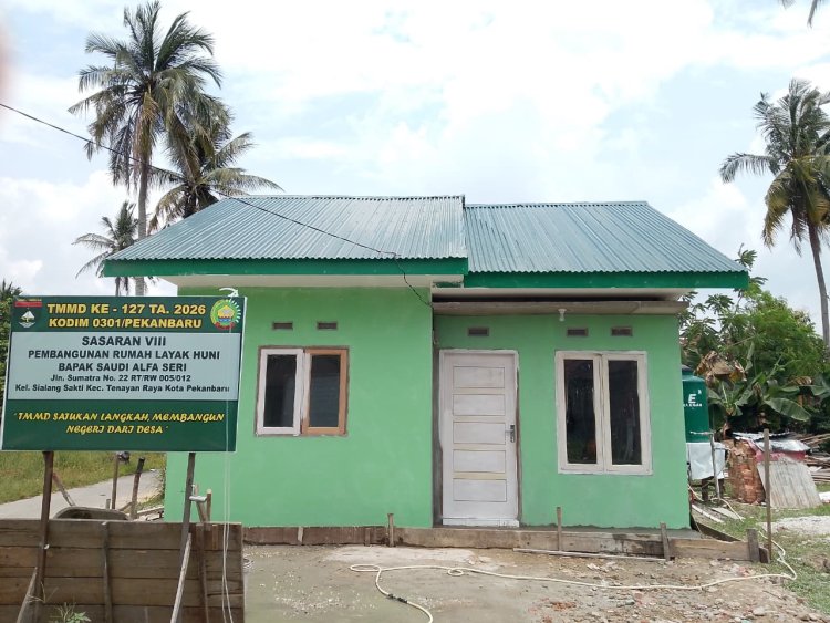 4 RTLH Tampil Sejuk dan Nyaman dengan Warna Hijau, Program TMMD ke-127 Kodim 0301/Pekanbaru